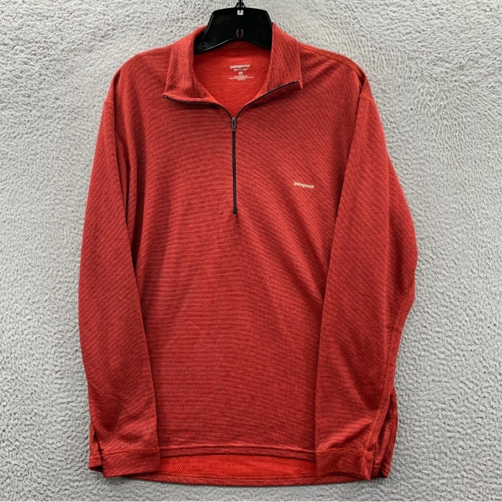 Patagonia Red/Orange Capilene Long Sleeve Half Zip Light Weight (Size: Medium)